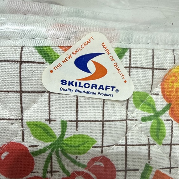 Vtg Skilcraft Fruit Oven Mitt Pot Holder Set 4pcs Vibrant Fruit Original Package - Picture 4 of 9